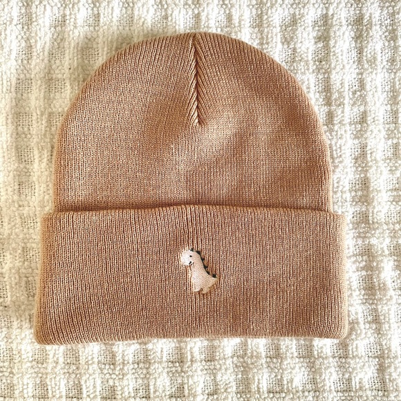 Light Brown Dino Beanie - Picture 1 of 3